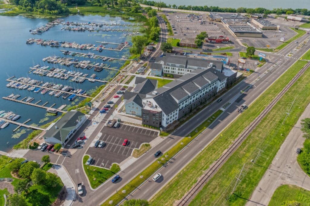Kimley-Horn provided civil design, land development, landscape architecture, and stormwater services for the BoatWorks Commons in White Bear Lake, MN.